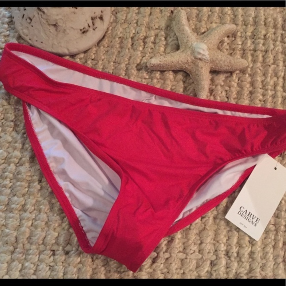 Carve Design UPF 50+ Swimsuit Bikini Bottom Red- XL NWT